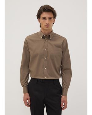 OVS Camicia Regular Fit Con Collo Button-Down Easy Iron, Uomo, Taglia - Marrone