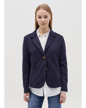Hybrid Blazer Scamosciato Monopetto, Donna, Taglia - Blu