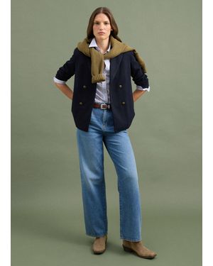 Piombo Blazer Regular Fit Doppiopetto Con Rever Classico, Donna, Taglia - Verde