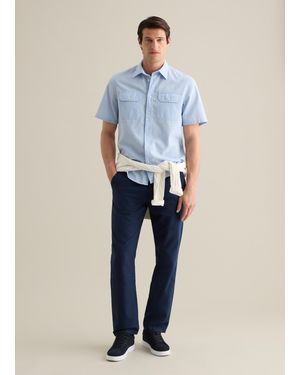 Piombo Camicia Da Uomo Azzurra Regular Fit Con Colletto, Taglia - Blu