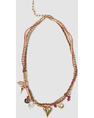 OVS Collana Con Ciondoli Dorati, Donna, Taglia - Bianco