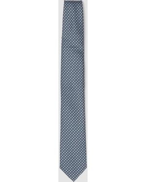 OVS Cravatta Con Microfantasia A Pala 7,5 Cm, Uomo, Taglia - Blu
