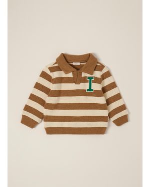 OVS Maglione Marrone A Righe Con Collo A Polo, Neonato, Taglia - Neutro