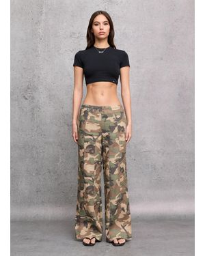 Utopia 100% Linen Wide Leg Camo Pants, Donna, Taglia - Grigio