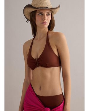 Piombo Top Bikini A Triangolo - Marrone