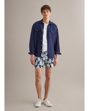 Piombo Boxer Da Mare Con Stampa Floreale, Uomo, Taglia - Blu