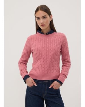 OVS Maglia Girocollo A Trecce Regular Fit, Donna, Taglia - Rosso
