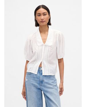 Gap Camicetta Con Maniche Corte A Palloncino, Donna, Taglia - Bianco