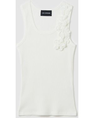 OVS Top A Costine Con Applicazioni Floreali, Donna, Taglia - Bianco