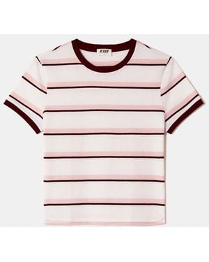 Tally Weijl T-Shirt A Righe Bordeaux - Rosa