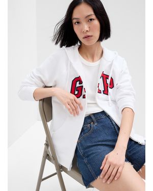 Gap Full-Zip Con Cappuccio Ricamo Logo, Donna, Taglia - Bianco