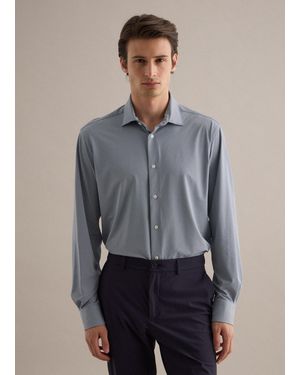 Piombo Tech Camicia Azzurra Slim Fit Con Bottoni E Collo Tradizionale, Uomo, Taglia - Blu