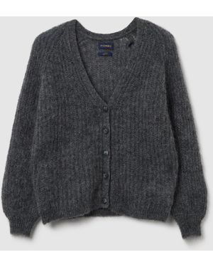 Piombo Cardigan Deep V Vestibilità Oversize, Donna, Taglia - Nero