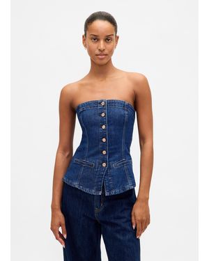 Gap Gilet Denim Elasticizzato Con Bottoni, Donna, Taglia - Blu