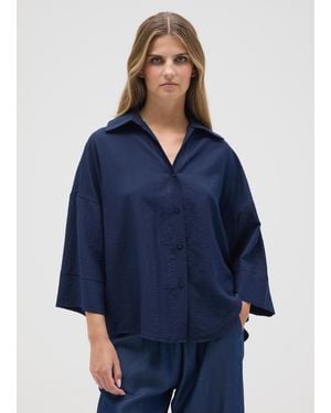 Hybrid Camicia Con Maniche Ampie E Chiusura A Bottoni, Donna, Taglia - Blu