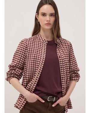 OVS Camicia Bianca A Quadri - Marrone