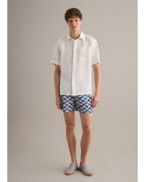 Piombo Boxer Mare Bianco E Blu Con Fantasia Floreale, Uomo, Taglia