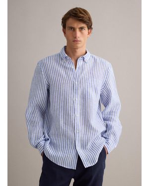 Piombo Camicia Azzurra A Righe - Blu