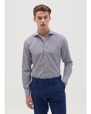 OVS Ovs Camicia Slim Fit No Stiro A Righe, Uomo, Taglia - Blu