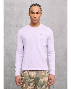Utopia Knit Longsleeve T-Shirt Pastel Lilac, Uomo, Taglia - Bianco