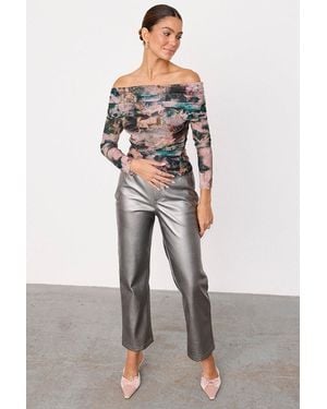 Never Fully Dressed Gunmetal Vegan Leather Trousers - Grey