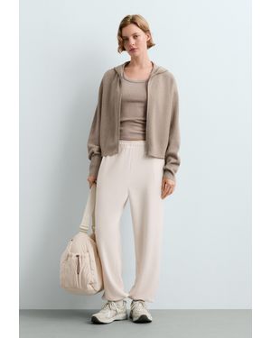 Oysho Strickjacke Mit Lochmuster Und Kapuze - Weiß