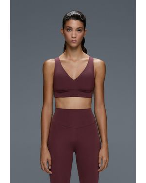 Oysho Sportbeha Comfortlux Met Gemiddeld Ondersteuningsniveau En V-Hals - Rood
