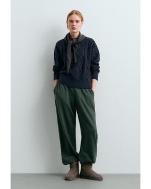 Oysho Pullover Aus Strick Mit Rundhalsausschnitt Und Zopfmuster - Grün