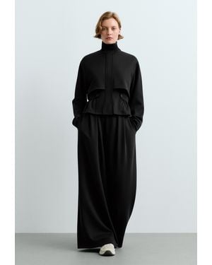 Oysho Kurze Piqué-Jacke Mit Gürtel - Schwarz