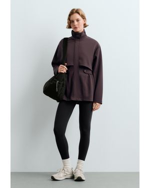 Oysho Lange Piqué-Jacke Mit Gürtel - Blau