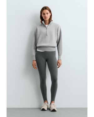 Oysho Strickpullover Aus Baumwollmix Mit Reißverschluss - Grau