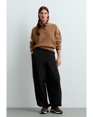 Oysho Pullover Aus Strick Mit Baumwolle, 20 Wolle Und Knöpfen - Schwarz