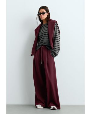 Oysho Wide Leg Broek Van Piquékatoen - Rood