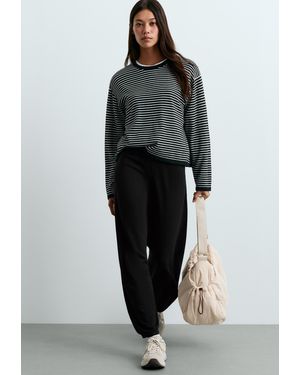Oysho Pullover Aus Feinem Strick Mit Streifen - Schwarz