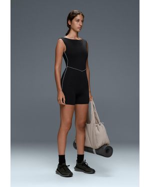 Oysho Korte Comfortlux Jumpsuit Met Piping - Grijs