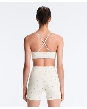 Oysho Evermove Sport-Bh Mit Leichtem Halt Und Blumenprint - Weiß