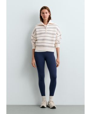 Oysho Gestreifter Strickpullover Mit Stehkragen - Blau