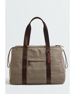 Oysho Shopper Met Ruitenprint - Bruin