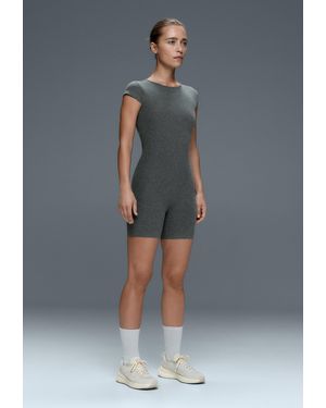 Oysho Korte Comfortlux Jumpsuit Met Open Rug En Gemêleerd Effect - Grijs