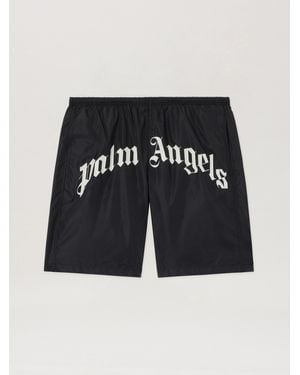 Palm Angels Curved Logo Swimshorts - Black