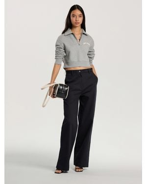 Palm Angels Curved Logo Crop Polo Crew Long Sleeve - White