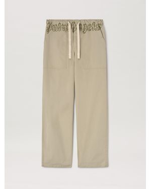 Palm Angels Waist Logo Loose Trousers - Natural