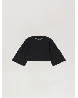 Palm Angels Back Curved Logo Mini T-Shirt - Black