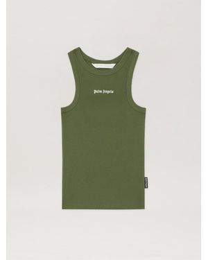 Palm Angels Classic Logo Fitted Tank Top - Green