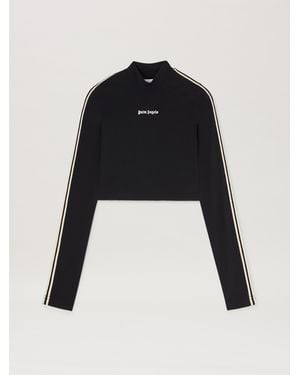 Palm Angels Long Sleeves Cropped Baby T-Shirt - Black