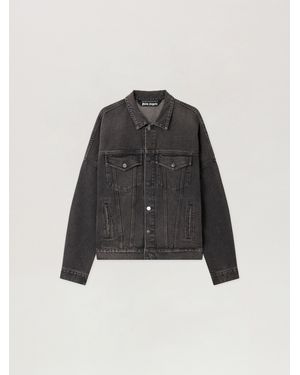 Palm Angels Back Logo Over Denim Jkt - White