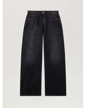 Palm Angels Curved Logo Loose Jeans - Blue