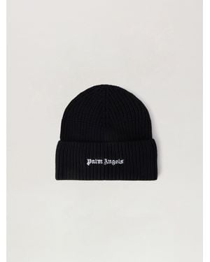 Palm Angels Classic Logo Ribbed Beanie - Black