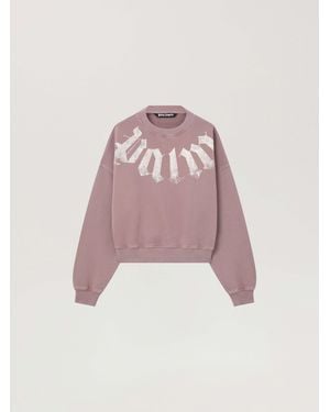 Palm Angels Big Neck Logo Loose Sweatshirt Mauve - Pink