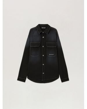 Palm Angels Classic Logo Loose Denim Shirt - Black